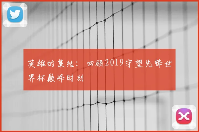英雄的集结：回顾2019守望先锋世界杯巅峰时刻